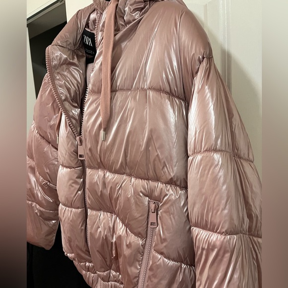Zara metallic pink puffer jacket - Picture 3 of 3